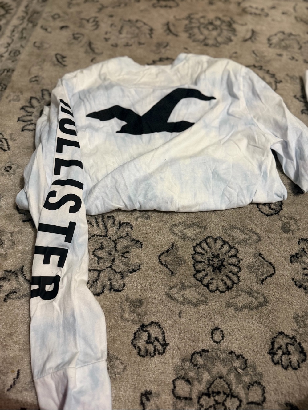 Hollister women’s White Long Sleeve Logo Tee with Black Print